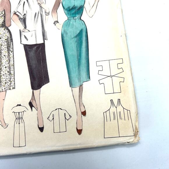 Butterick Vintage 1950's Pattern #6954 Women's Halter Dress And Box Jacket Sz 14 - Picture 4 of 6